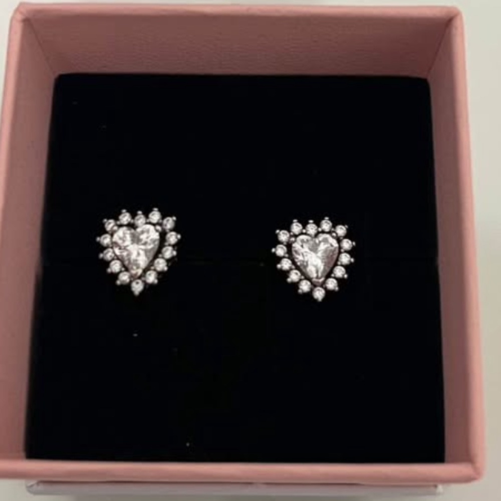 Elevated Heart Stud Earrings Sterling silver PANDORA perfect valentines gift
